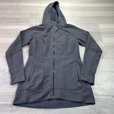 Athleta Hoodie Womens Small Black Long Fleece Full Zip Jacket Thumbholes picture