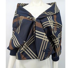 Y-3 Yohji Yamamoto Adidas Bolero Jacket M Plaid Convertible Shawl Scarf Cape picture