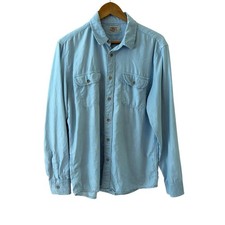 Faherty The Getaway Shirt Mens L Sky Blue Long Sleeve Cotton Tencel Garment Dyed picture
