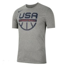 Nike Dri Fit USA Basketball Practice Shirt Gray Tee CT8783-091 size L Men's picture