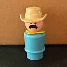 RARE Vintage Fisher Price Little People Light Blue Body Zoo Keeper. HTF Whoops. picture