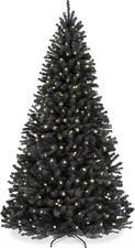 Christmas Tree, 6ft Premium Pre-Lit Realistic Spruce, Metal Base - Black Spruce picture
