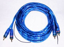 NEW 2 CHANNEL 9 FOOT BLUE RCA CABLE GOLD PLATED CAR STEREO HOME FEET picture