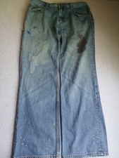 Meoshe Jeans 36x32 Baggy Relaxed Fit Skater Y2k Grunge Embroidered Vintage picture