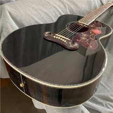 High Quality Black J-200 Acoustic Guitar Abalone Vine Inlay Rosewood Fretboard picture