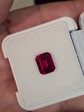 Lab Made Loose Red Ruby  USA 🇺🇸 Chochcralski Grown Emerald Cut 8x10mm picture