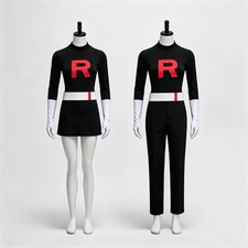Anime Team Rocket Grunt Cosplay Costume Top Skirt Pants Gloves Full Set picture