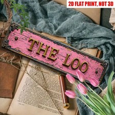 Vintage The Loo Bathroom Tin Signs Retro Decor Home/Toilet Wall Art Pink Plaque picture