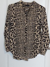 Investments Elegant Animal /ReptilePrint Button Front Shirt  Sz. S /lg sleeve picture