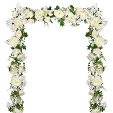 2-Pack Silk Peony Flower Garland - 6ft White Floral Decor for Wedding Party Tabl picture