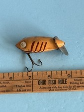 Vintage Wood Fishing Lure Heddon Dowagiac Crab Wiggler Bead Eyes picture
