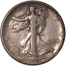 1921-D Denver Walking Liberty Silver Half Dollar 50C Very Fine picture