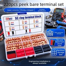 220PCS Car Copper Lug Ring Terminals Cable Electrical Wire Crimp Connectors Kit picture