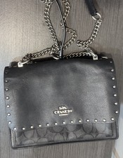 Coach Klare Crossbody/Shoulder Bag Black Jacquard With Rivets Chain Strap picture
