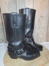 Frye Harness Boots Womens Sz 9.5 Black Leather Square Toe Motorcycle/Biker Read picture
