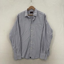UNTUCKit Dalton Shirt Mens Large Blue Check Long Sleeve Button Up Stretch Nylon picture