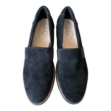 Clarks Collection Sharon Dolly Size 8.5M Black Suede Slip On Flats Loafers picture