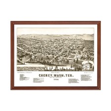 Old Map of Cheney, WA 1884 - Vintage Cheney Washington Art picture