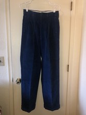 VTG 40s Drop Loop Rockabilly Blue Corduroy Wide Leg Pleated Pants 29x31 1940s picture