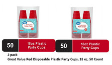 Great Value Red Disposable Plastic Party Cups, 18 oz, 100 Count picture