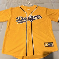 Majestic Manny Ramirez Dodgers Jersey Gold Mannywood #99 Sewn Stitched - Large picture