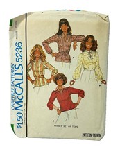 McCall’s 5236 Vintage 1976 Misses Petite Tops Sewing Pattern – 4 Styles Uncut picture