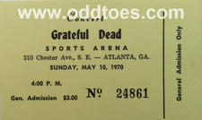 Grateful Dead FULL Unused Concert Ticket 1970 picture