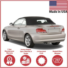 Convertible Soft Top Fits 2008-2013 BMW 1 Series, DOT Heated Glass Window, Black picture
