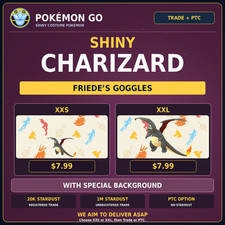 Pokémon GO Shiny Friede Goggles Charizard XXS XXL Special Background Trade PTC picture