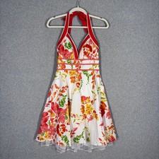 Y2K Vintage Babydoll Halter Dress Size 9 Floral Rockabilly Tulle Pinup Feminine picture