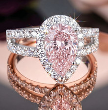 4.60 Ct Certified Pear Shape Pink Natural Diamond Ring VVS1 White Gold Finish picture