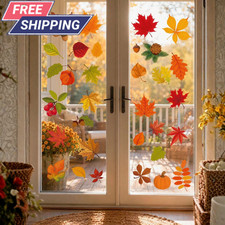 Thanksgiving Maple Leaf Glass Sticker Fall Window Clings Autumn Decoration Decal picture