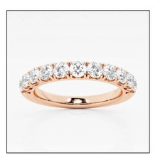 14k Rose Gold 3/4Ct Round Lab Grown Diamond Eleven Stone Wedding Band Ring Sz 7 picture