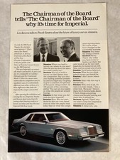 1981 Chrysler Imperial Three Page Print Ad Frank Sinatra Lee Iococca Chairman picture