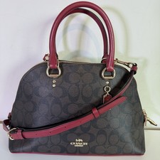 Coach 2558 Katy Satchel Signature Canvas & Leather Bag - Brown/Red picture
