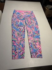 Lilly Pulitzer Leggings Women's Medium Luxletic Crop Pink Floral Paisley Print picture
