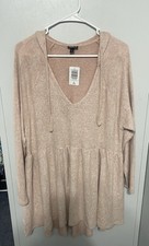 NWT Torrid Size 2 pink v- neck knit swing tunic pullover hoodie picture