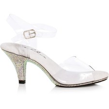 Ellie 3 Inch Heel Rhinestone Sandals 315 Vanity Women Heels Clear sz 5 picture