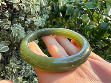 57.5mm High Grade Lake Green Nephrite Bangle Bracelet | 湖水绿和田玉手镯 picture