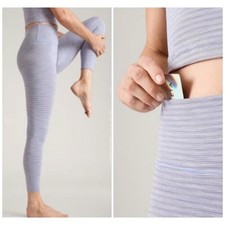 Athleta Transcend Textured 7/8 Tight Leggings Purple Striped Size S Small NWOT picture