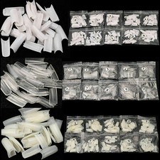500 Pcs Coffin Nail Tips Long Square French Fake False Nails Transparent US picture