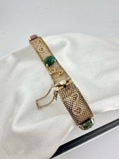 VTG Krementz Signed Gold Mesh Scarab Bracelet Safety Chain 7in Estate Fix Read picture