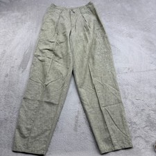 Forenza Pleated Tapered Trousers Womens 8 Green Grid Cotton Vintage 90s Pants picture