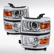 Fit 2014-2015 Chevy Silverado 1500 Projector Headlights Lamps Left+Right 14-15 picture