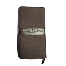 Ermenegildo Zegna Parfums Brown Zip Around Travel Organizer Wallet Clutch NWOT picture