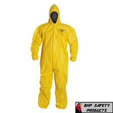 DUPONT TYCHEM TYVEK QC127S YELLOW COVERALL CHEMICAL HAZMAT SUIT 1 EACH (SZ M-4X) picture
