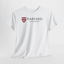 Harvard University T-Shirt Veritas Shield Logo Cotton Tee Varsity Style White Te picture