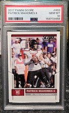 Panini Score 2017 Patrick Mahomes II Rookie Card #403 PSA 10 Sports Trading Card picture
