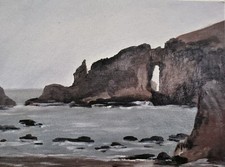 ACEO 2.5x3.5  Oil Painting PRINT Hole In Wall Olympic National Park PNW picture