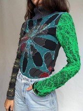 Desigual multicolor turtleneck sweater, cotton feel, relaxed fit, patchwork desi picture